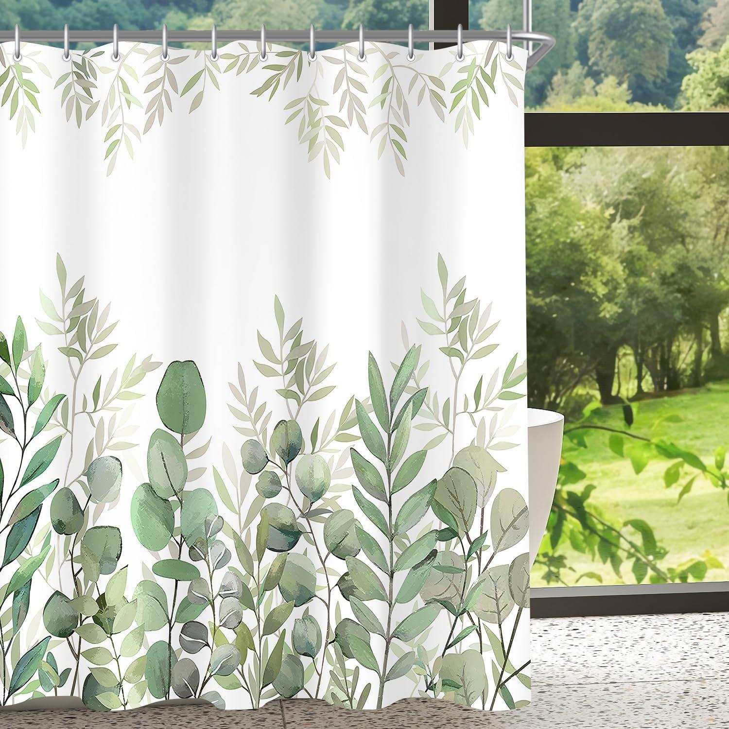 Duschvorhang 200x200cm Blätter Antischimmel Textil Wasserdicht Polyester Badevorhänge