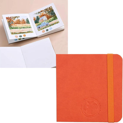 Aquarell Skizzenbuch 10x10cm – Tragbares Notizbuch für Künstler (Orange)