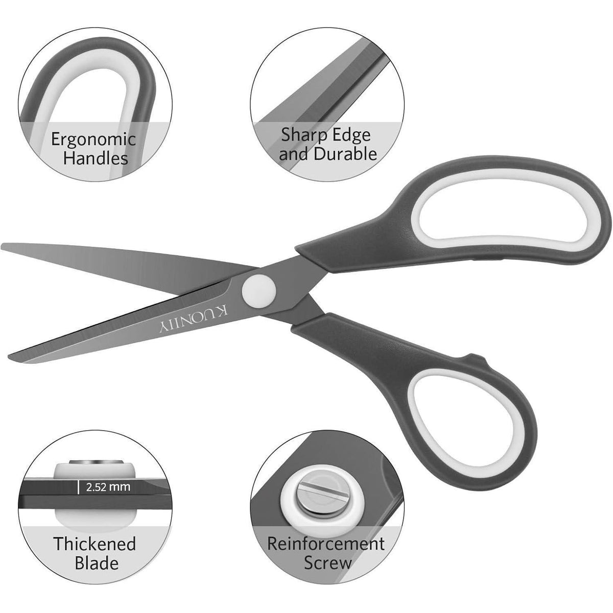 Scheren Set 3-teilig Titanbeschichtung mit Softgrip