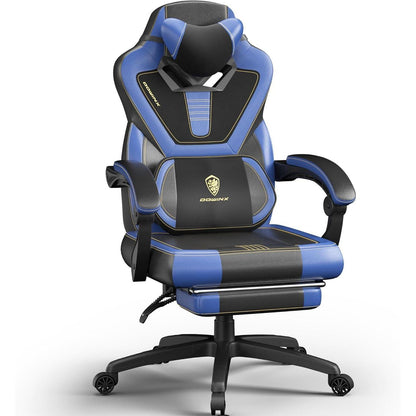 Dowinx Gaming Stuhl mit Massagefunktion und Fußstütze, Blau