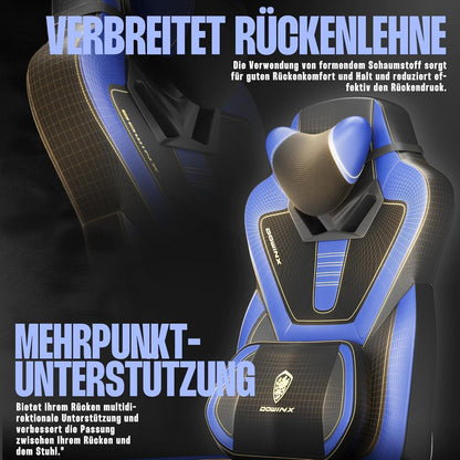 Dowinx Gaming Stuhl mit Massagefunktion und Fußstütze, Blau