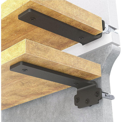Schwere Regalhalterung 30cm, 75kg Tragkraft, Schwarz, 6er Set