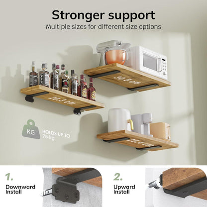 Schwere Regalhalterung 30cm, 75kg Tragkraft, Schwarz, 6er Set