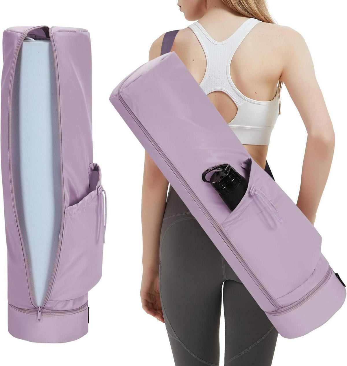 Yogatasche Damen mit Nassfach und Flaschentasche Reißverschluss Gym