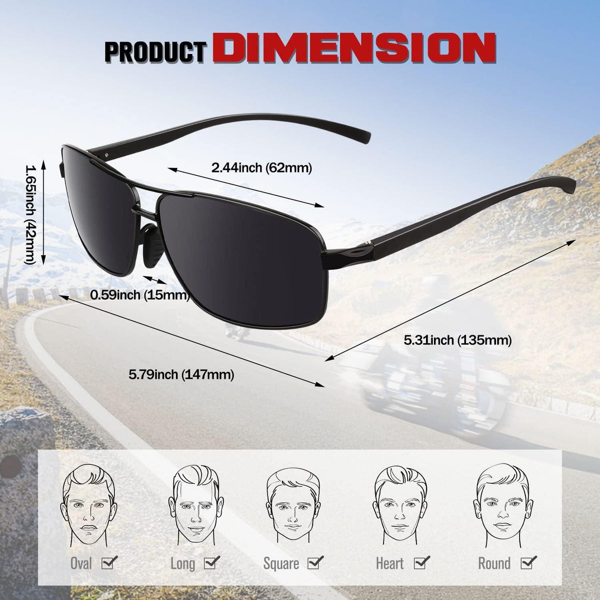 Sonnenbrille Herren Polarisiert Al-Mg Metallrahmen UV400 CAT 3 CE