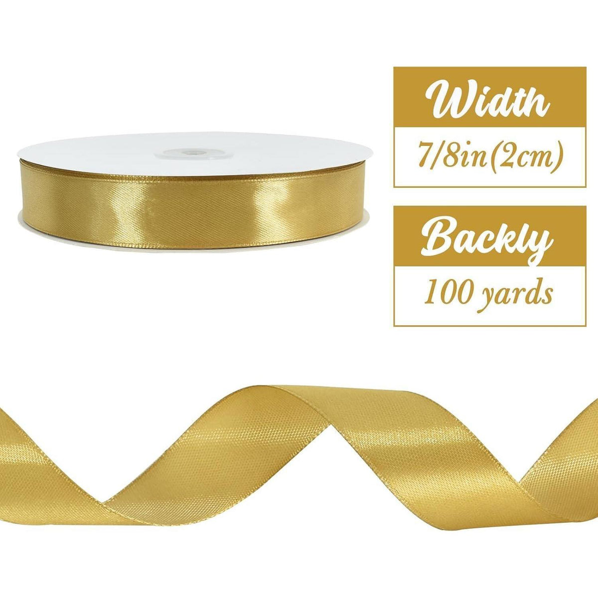 Satinband 2 cm, goldfarben – 91 m für Dekoration & Basteln