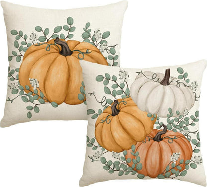 Artoid Orange Kürbisse Herbst Kissenbezüge 2er Set 45x45cm