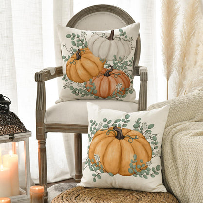 Herbst Kürbisse Orange Kissenbezüge 2er Set 45x45 cm