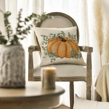 Herbst Kürbisse Deko Kissenbezug 2er Set 45x45 cm Orange