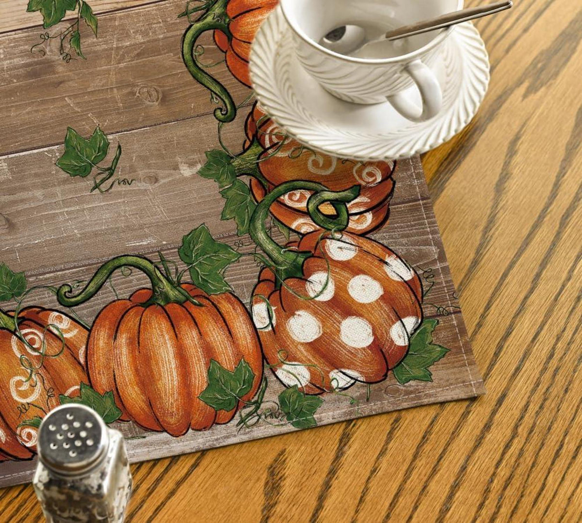 Artoid Mode Planken Kürbisse Herbst Tischdecke 85x85 cm Braun
