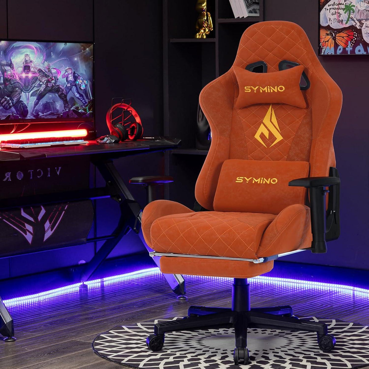 Symino Gaming Stuhl Vintage-PU-Leder Orange Bürostuhl