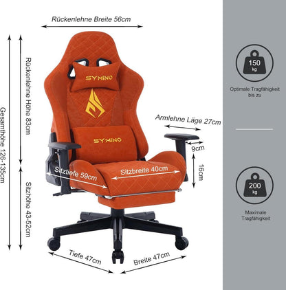 Ergonomischer Gaming Stuhl mit Massagefunktion und verstellbaren