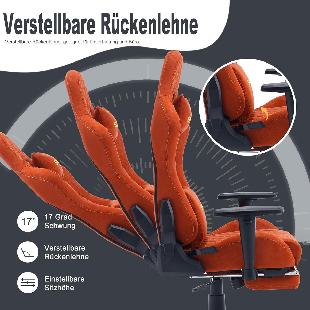 Symino Gaming Stuhl Vintage-PU-Leder Orange Bürostuhl