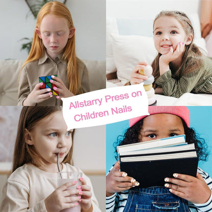 Künstliche Nägel für Kinder – 72er Set Bär, Blume, Donut Rosa