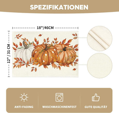 Herbst Orange Kürbisse Blätter Platzsets 8er Set 30x45cm