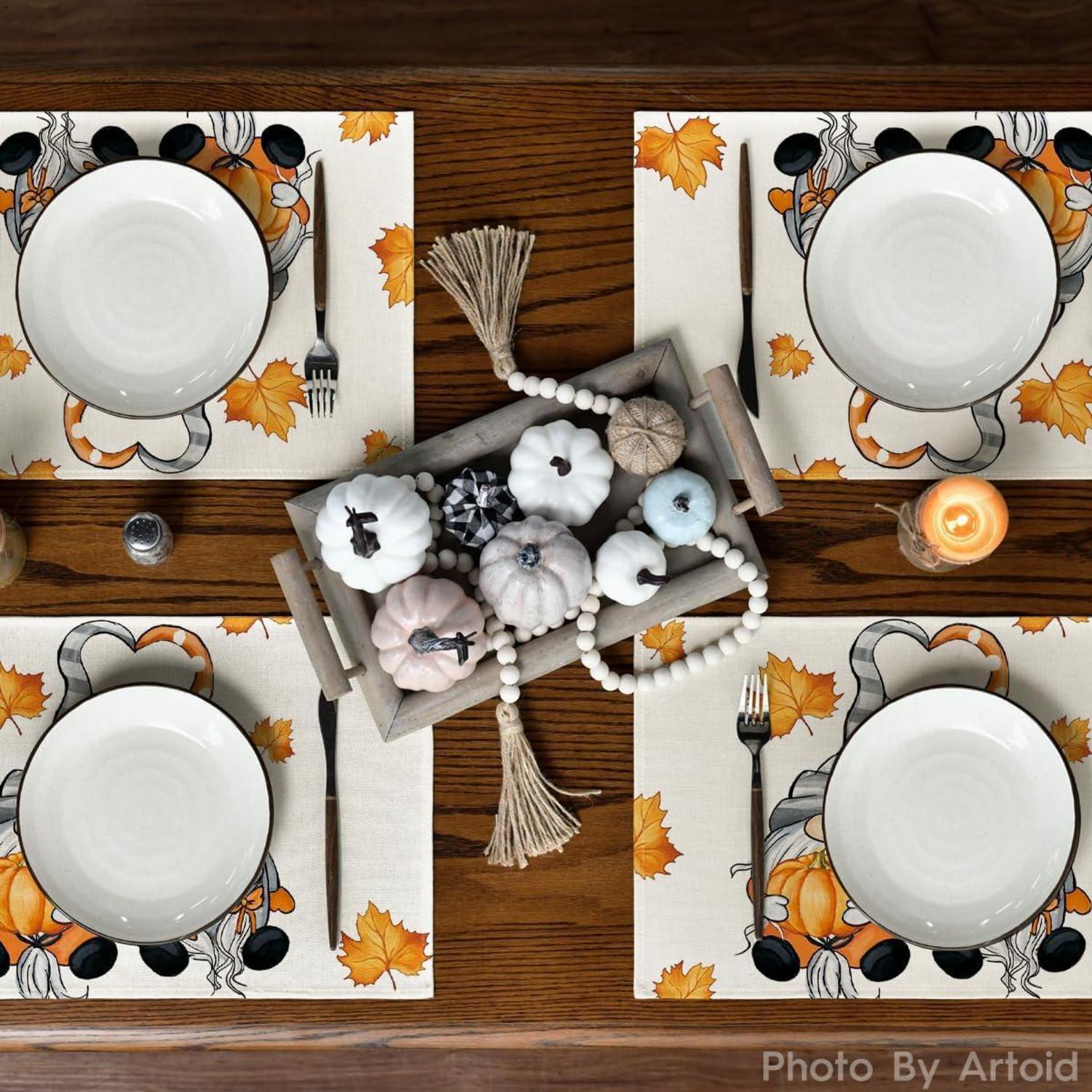 Herbstliche Platzsets 4er Set 30x45cm Deko Tischsets Urlaub