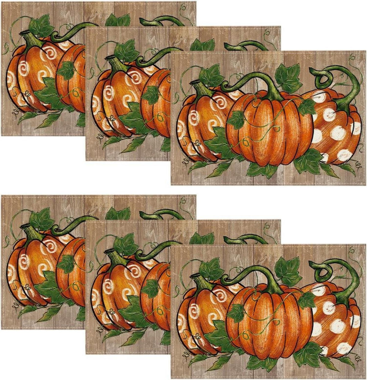 Artoid Herbst Platzsets Kürbisse Tischsets Set 6er, 30x45cm