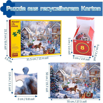 Adventskalender Puzzle 2026 Weihnachts Jigsaw 1008 Teile