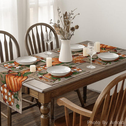 Planken Kürbisse Herbst Platzsets 4er Set 30x45cm Braun