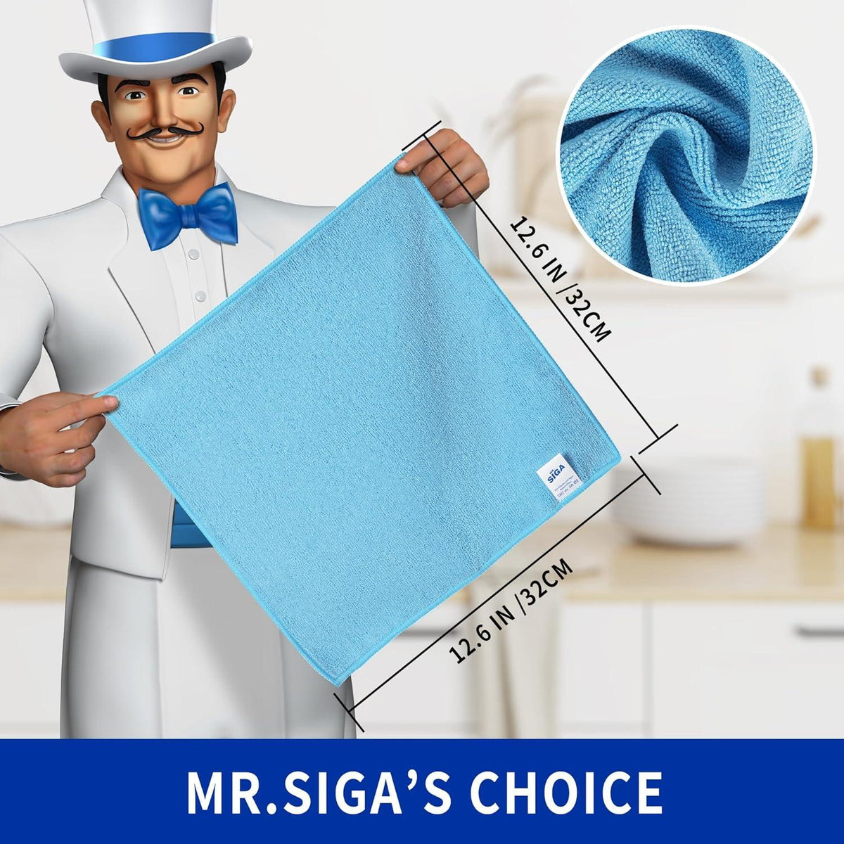 MR.SIGA Mikrofaser Reinigungstücher 32x32cm, 12er Pack
