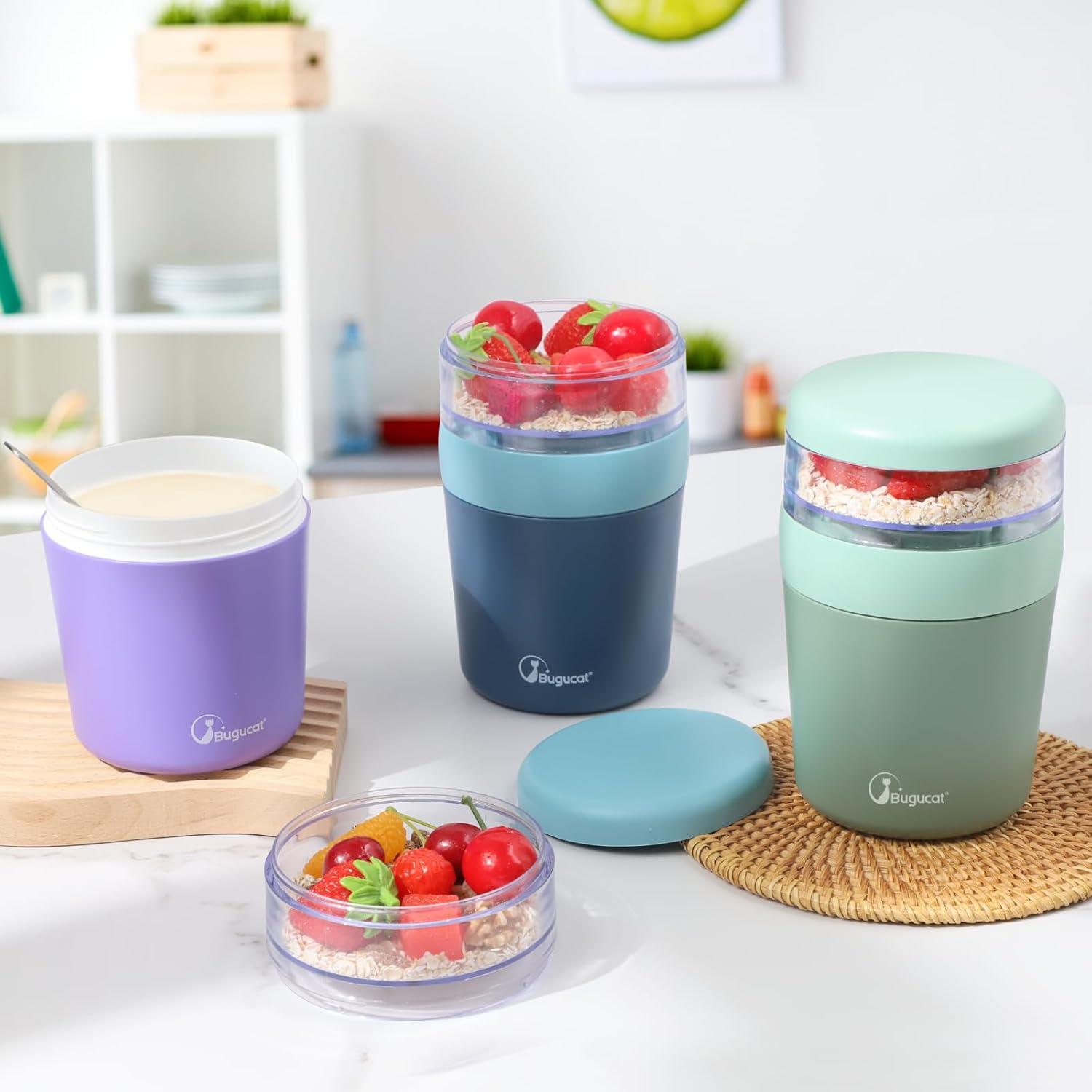 Bugucat Müslibecher to Go 500ml+150ml Salatbecher Yoghurt to Go