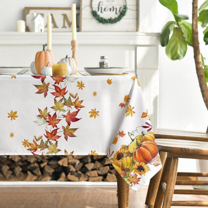 Herbst Tischdecke 140x110 cm Orange Sonnenblumen Ahornblätter