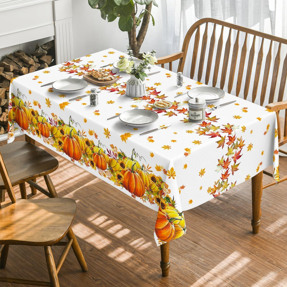 Herbst Tischdecke Kürbisse Sonnenblumen Ahornblätter 140x110