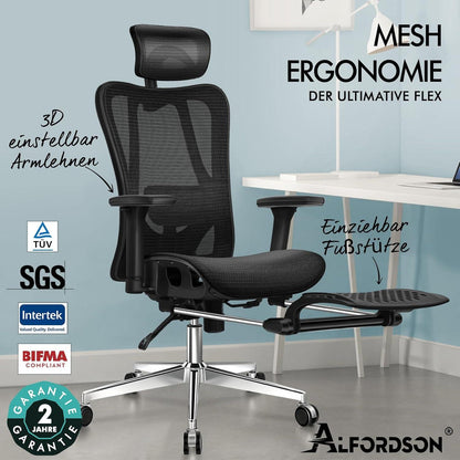 Ergonomischer Netz-Bürostuhl mit 3D-Armlehne und adaptiver