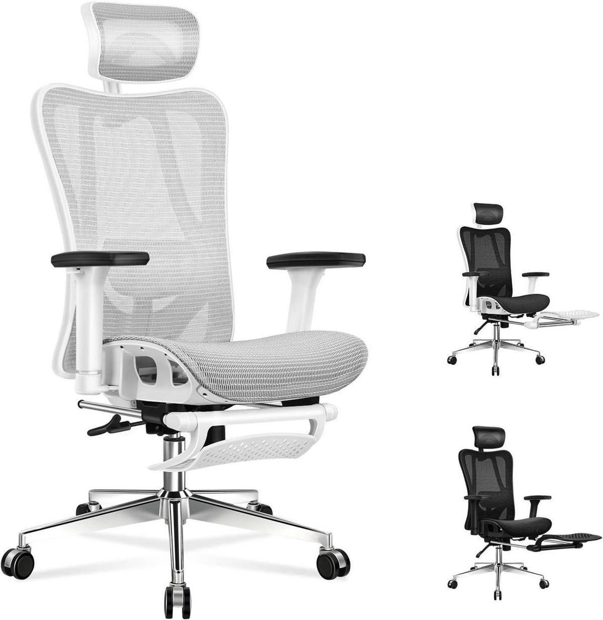 Ergonomischer Bürostuhl mit 3D-Armlehne und Lendenwirbelstütze