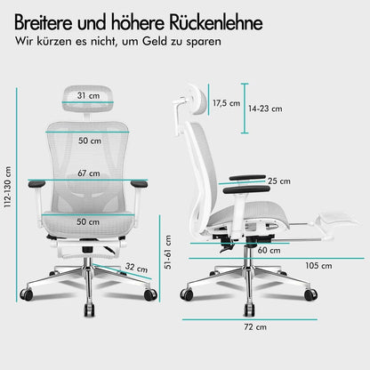 Ergonomischer Netz-Bürostuhl mit 3D-Armlehne, verstellbarer
