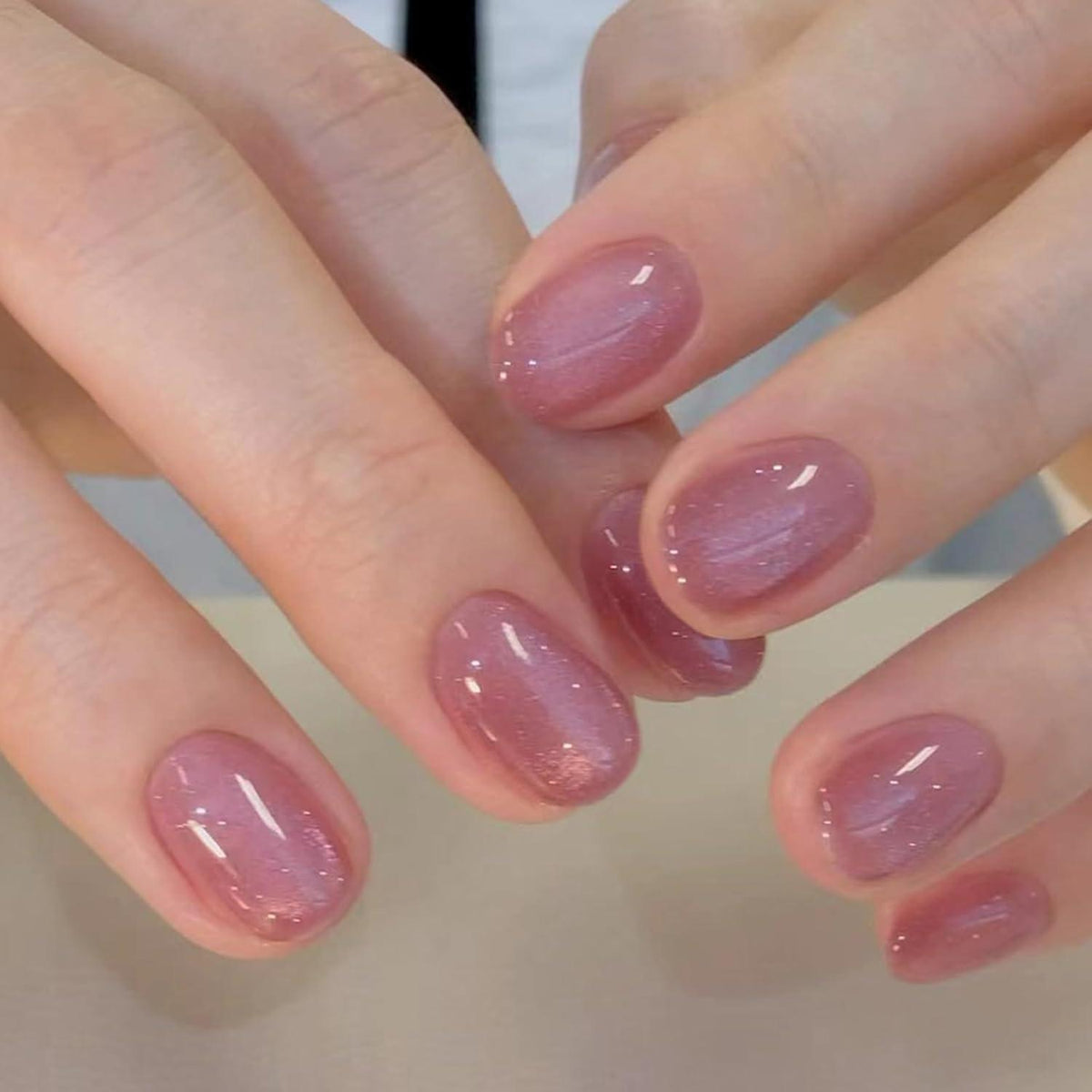 24er Set Kurze Eckige French Kunstnägel Press on Nails Gelee Rosa