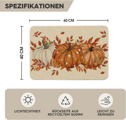 Orange Kürbisse Ahornblätter Herbst Fußmatte 40x60 cm