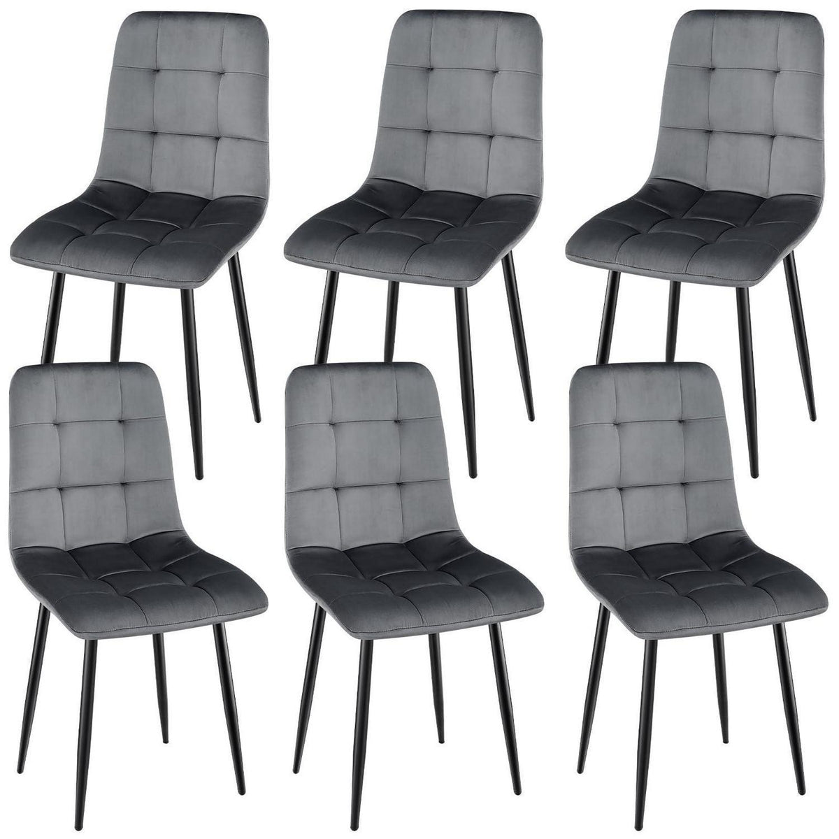 Esszimmerstühle 6er Set, Dunkelgrau, Gepolstert & Ergonomisch