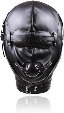 Bondage Kopfmaske SM Sex Spielzeug Knebel Ball Augenbinde Ledermaske
