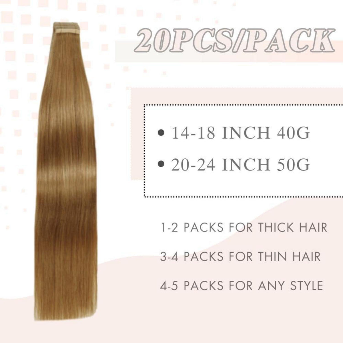 Echthaar Tape Extensions 55cm (22 Zoll) Gerade