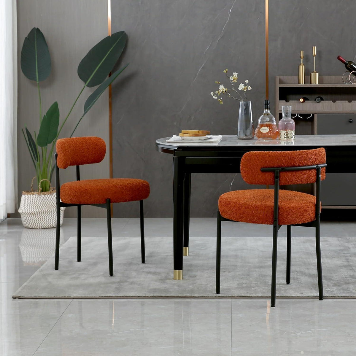 Esszimmerstühle 6er Set, Modern Retro, Orange