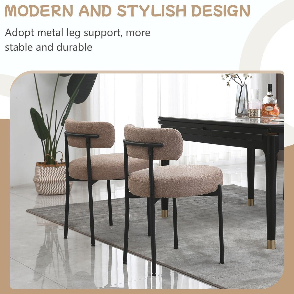 Esszimmerstühle 2er Set, Hellbraun – Modern Retro Design
