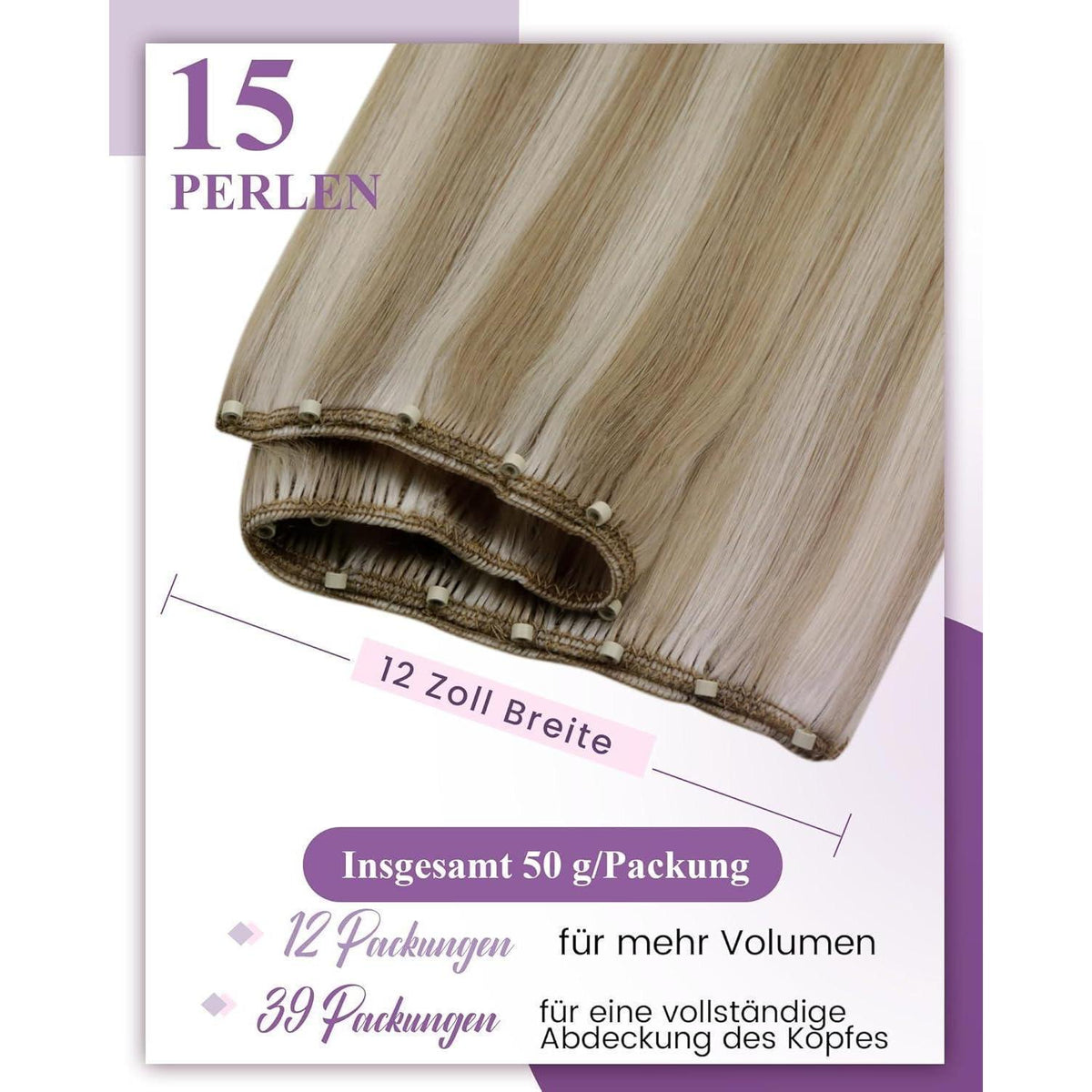 Blond Highlight Echthaar Tressen – Micro Bead Haarverlängerung #18/613