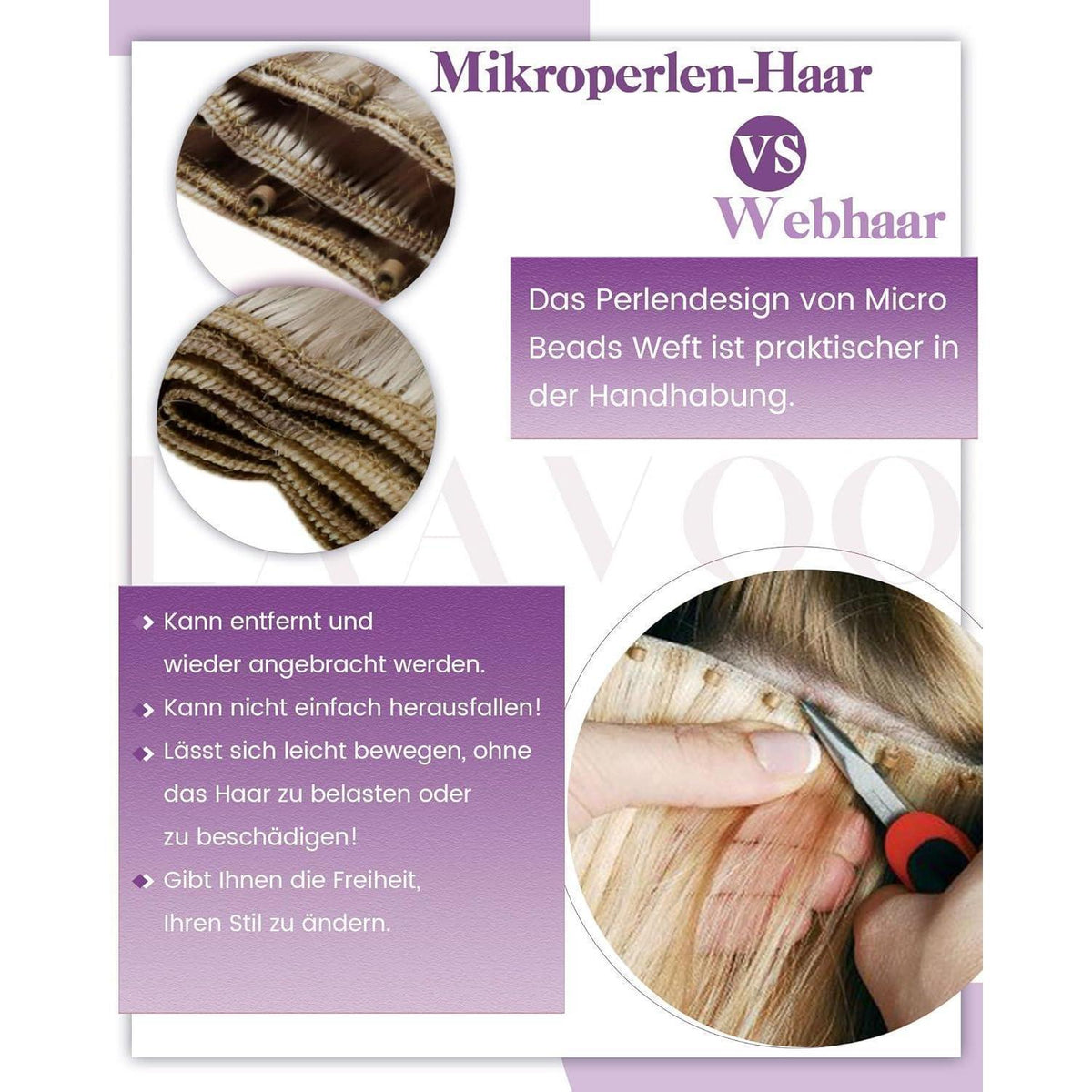 Blond Highlight Echthaar Tressen – Micro Bead Haarverlängerung #18/613