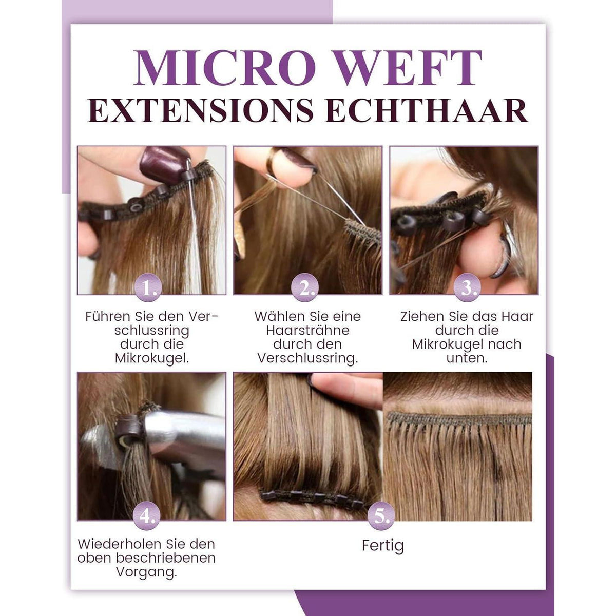 Blond Highlight Echthaar Tressen – Micro Bead Haarverlängerung #18/613