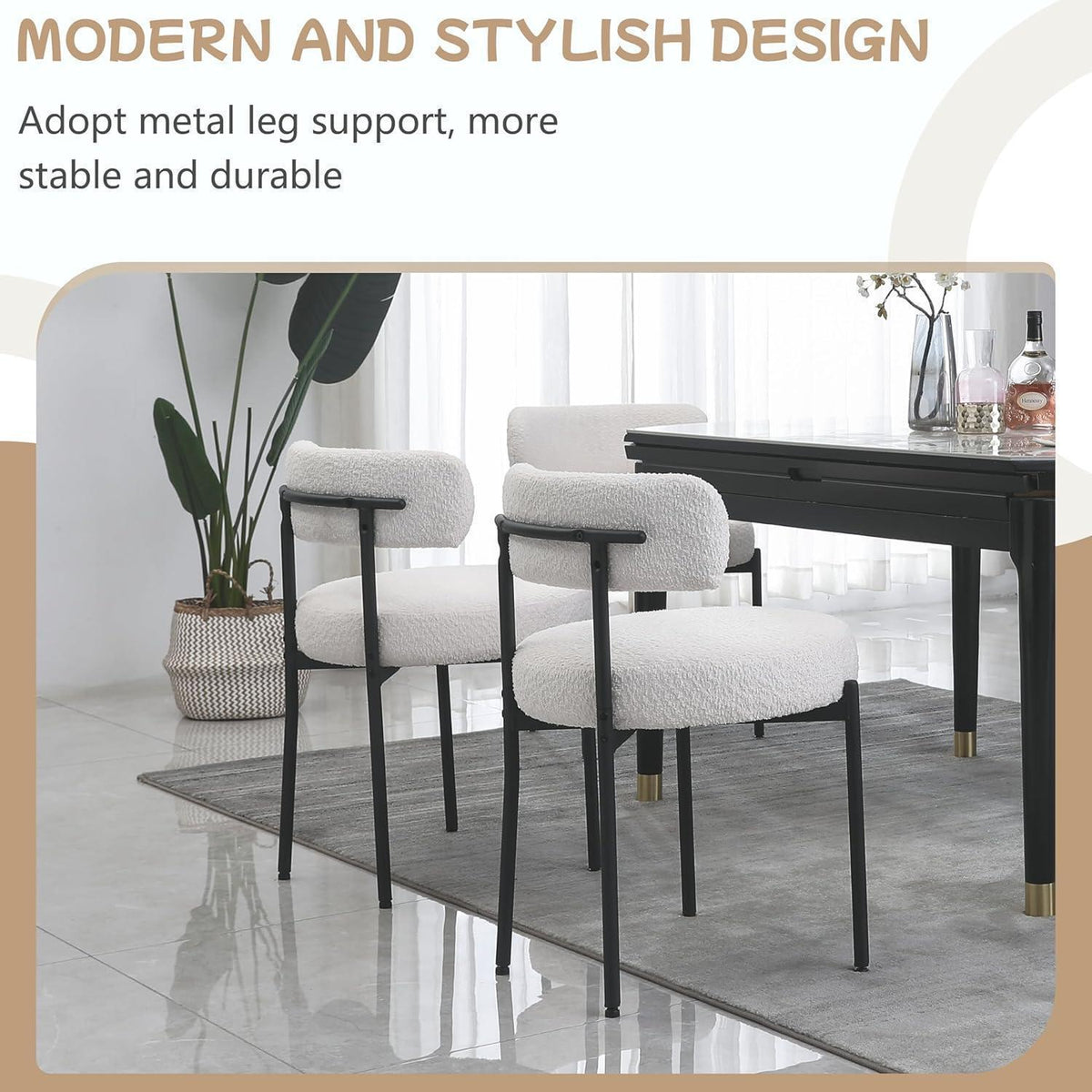 Esszimmerstühle 4er Set, Modern Retro, Weiß