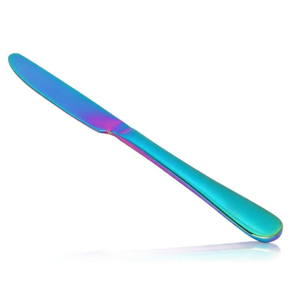Edelstahl Tafelmesser Set | 4-teilig | Regenbogenfarben