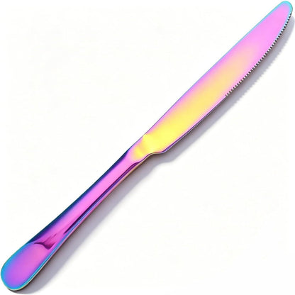 Edelstahl Tafelmesser Set | 4-teilig | Regenbogenfarben
