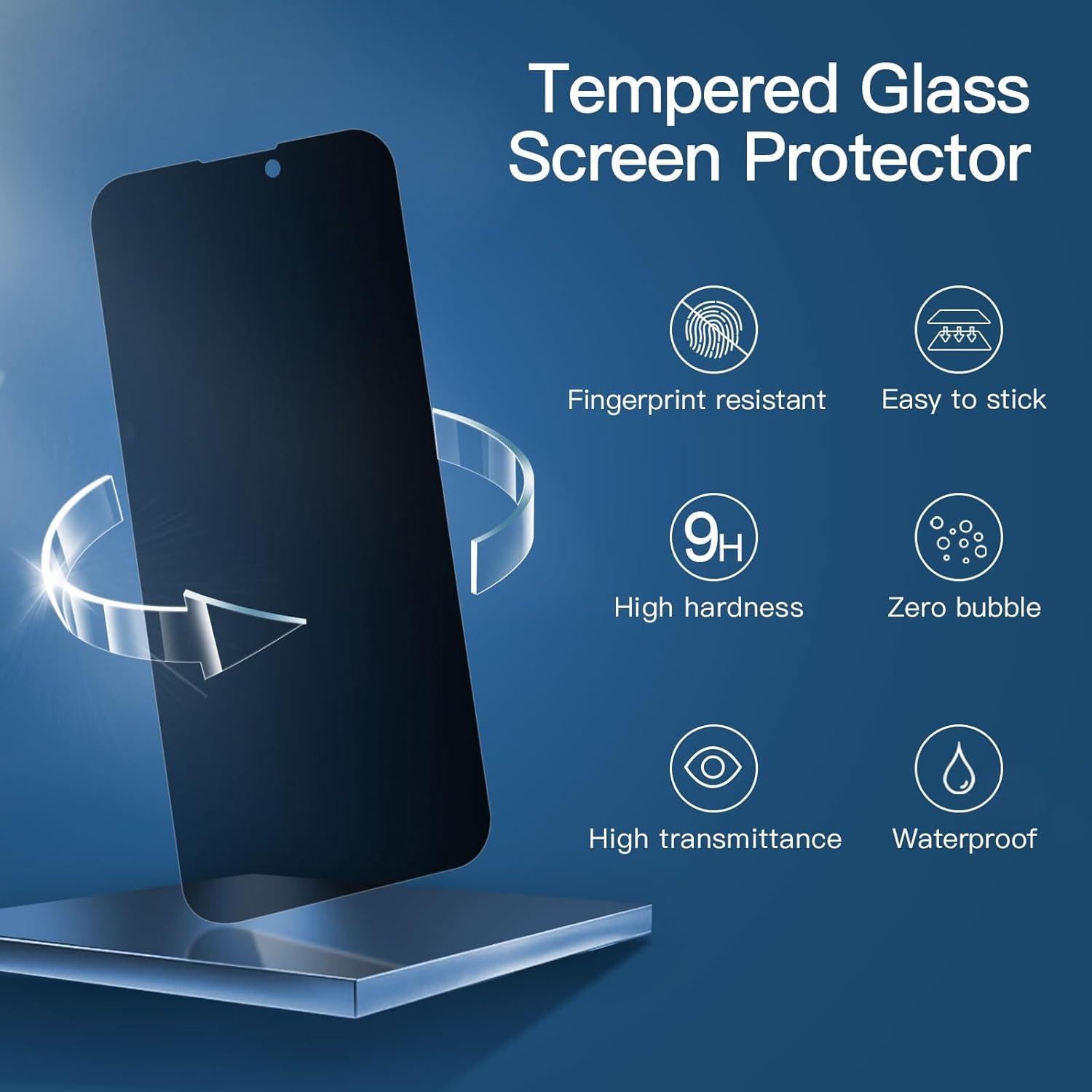 Sichtschutz Panzerglas für iPhone 14 Pro Max 6,7 Zoll 3x 9H Härte