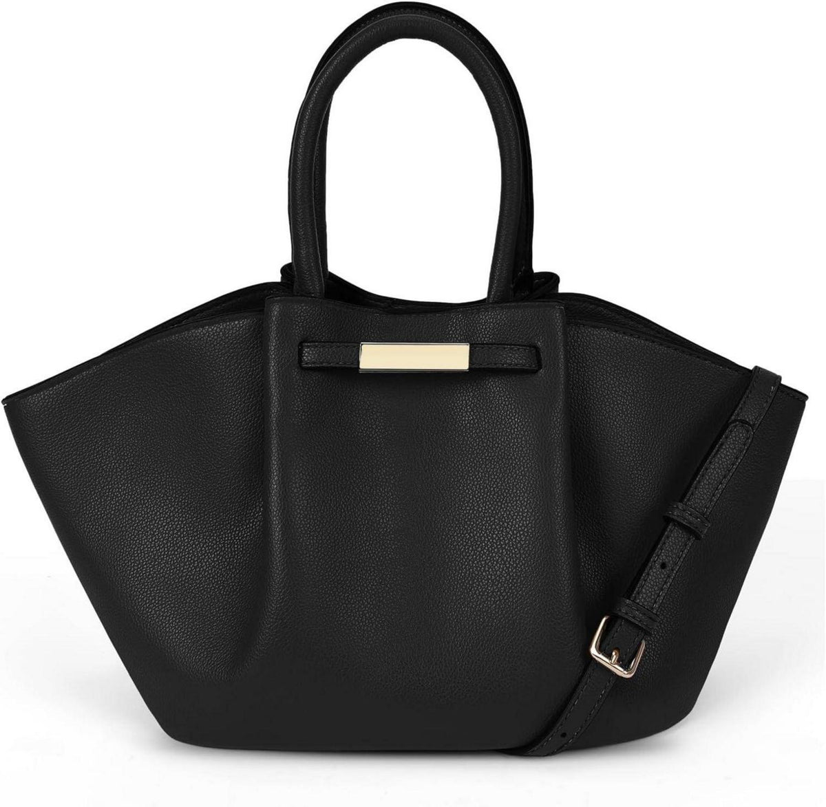 TIAASTAP Damen Große Kunstleder Shopper Handtasche Schwarz