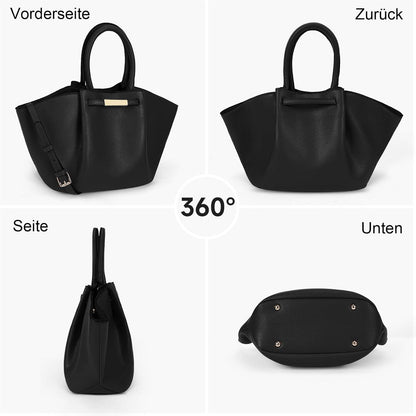 TIAASTAP Damen Große Kunstleder Shopper Handtasche Schwarz