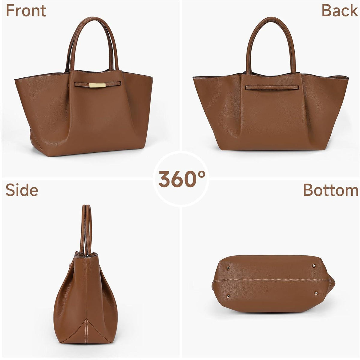 Tote Bag Damen Groß Kunstleder Shopper Braun Luxusdesign