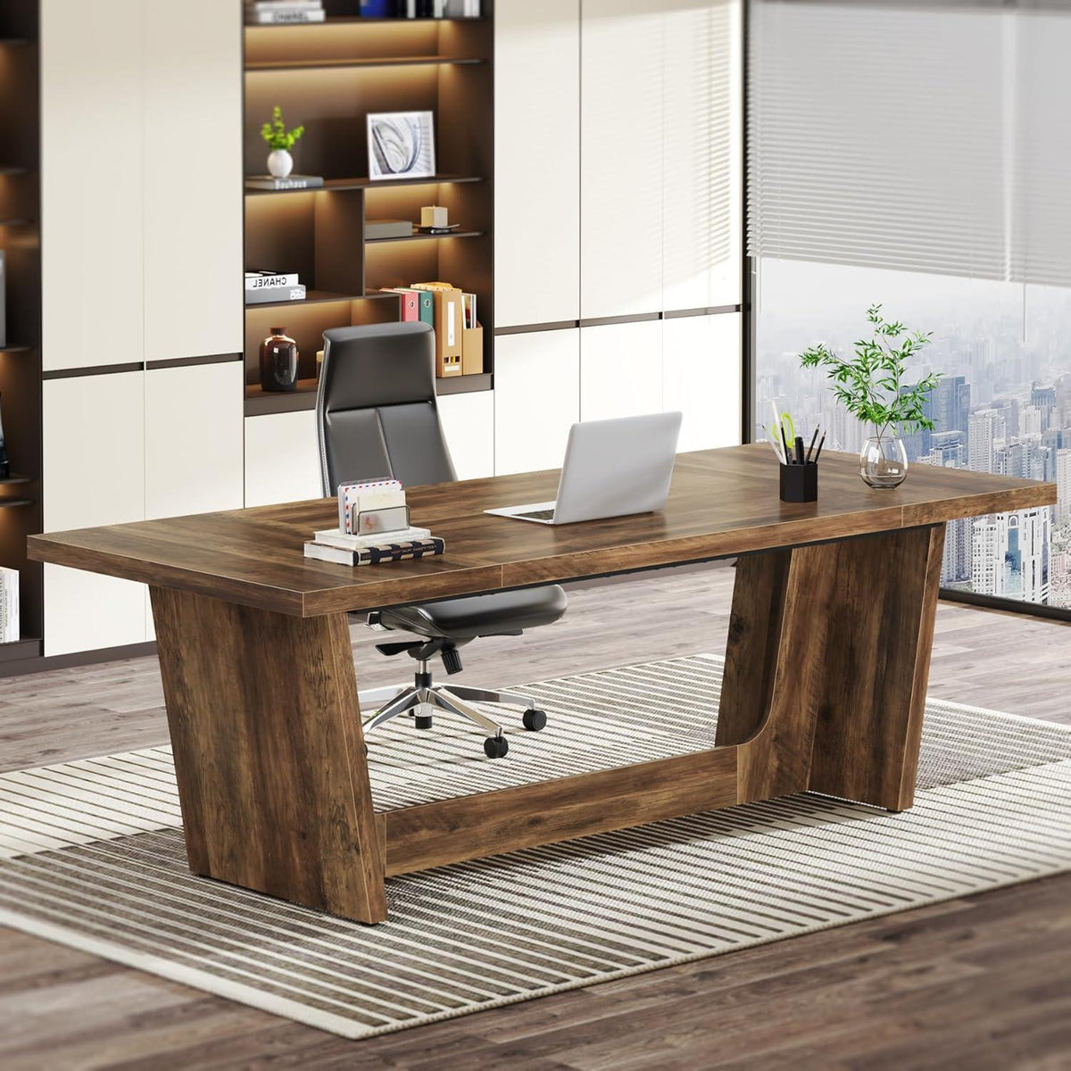 Großer Schreibtisch 180x79cm – Rustikaler Home Office Arbeitstisch