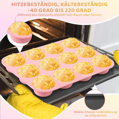 Silikon Muffinbackform 12er - Antihaft & Leicht zu Reinigen