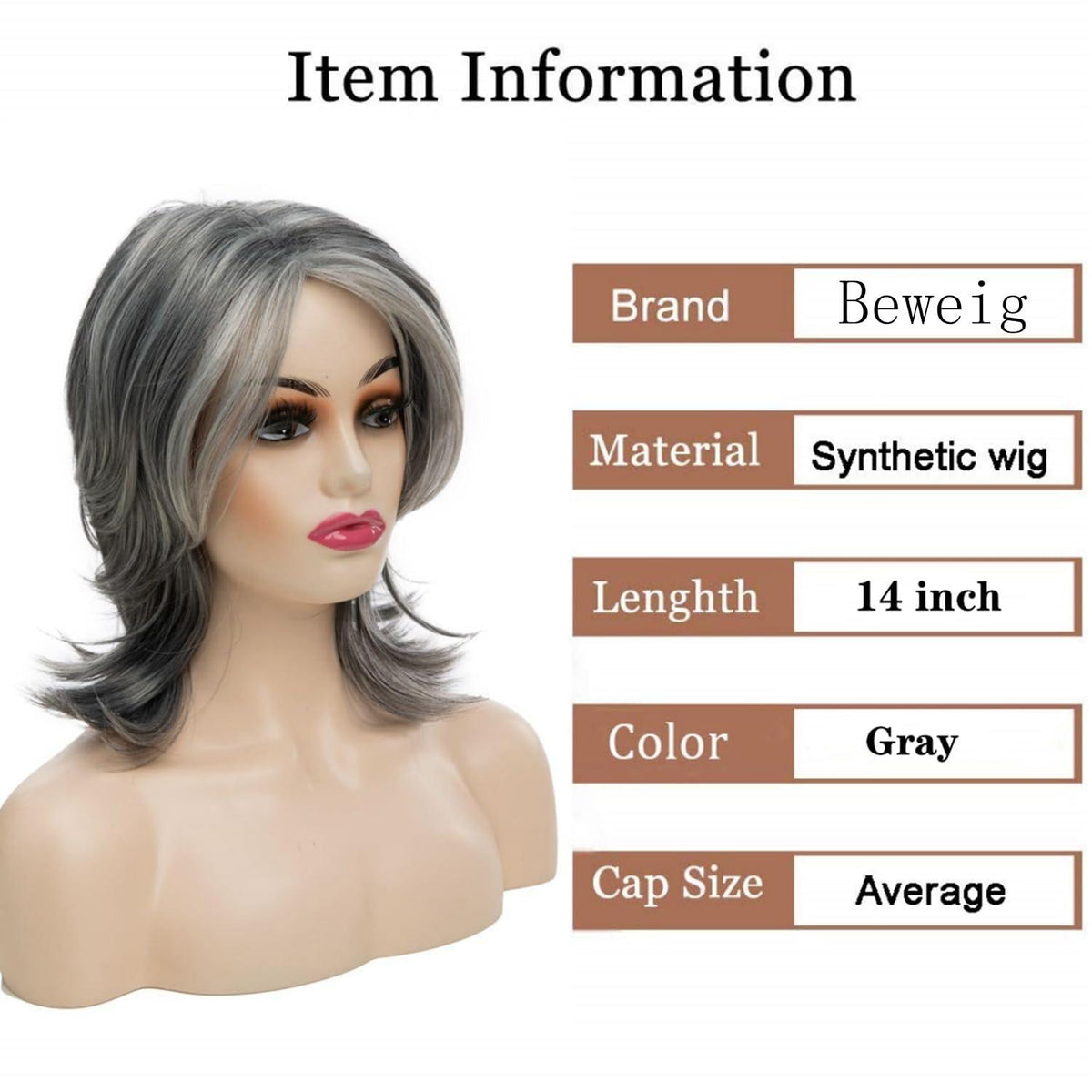 Graue Schulterlänge Mullet Synthetische Cosplay Perücke